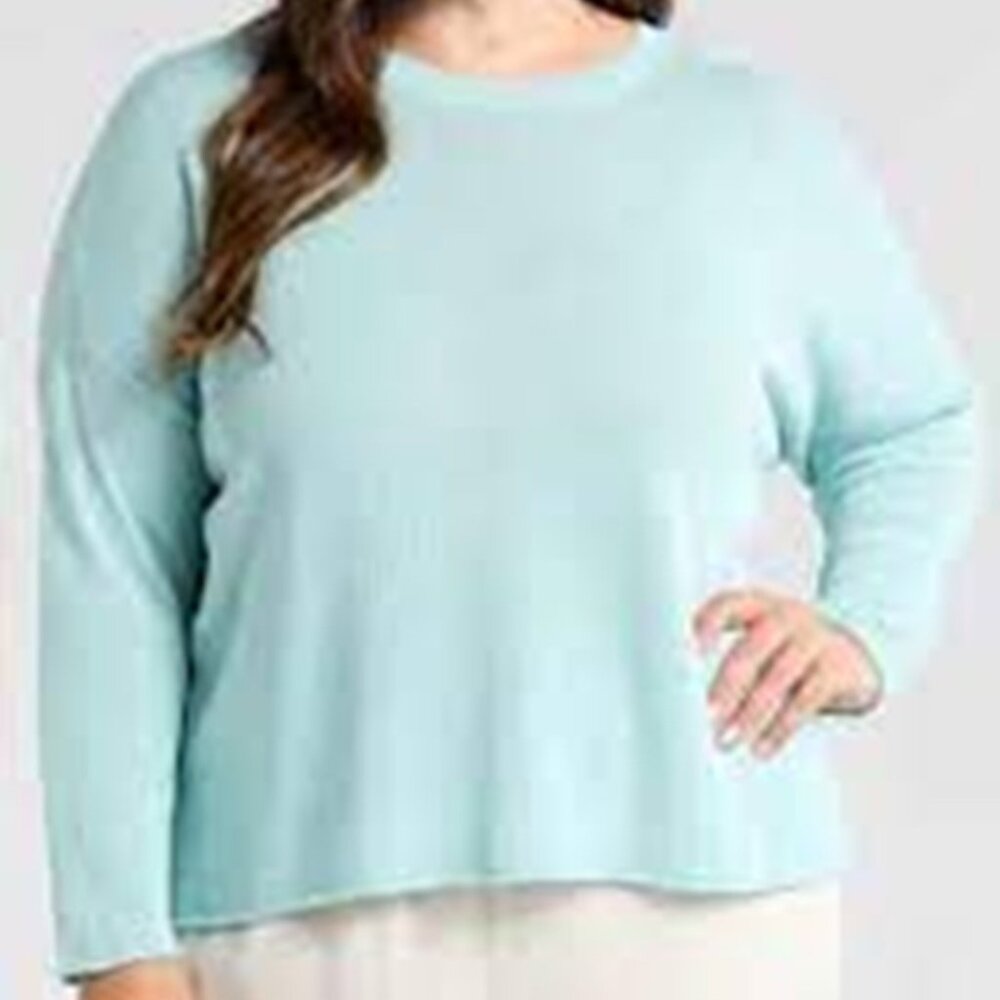 NWT Eileen Fisher POOL Organic Linen/Cotton Card Crew Neck Sweater